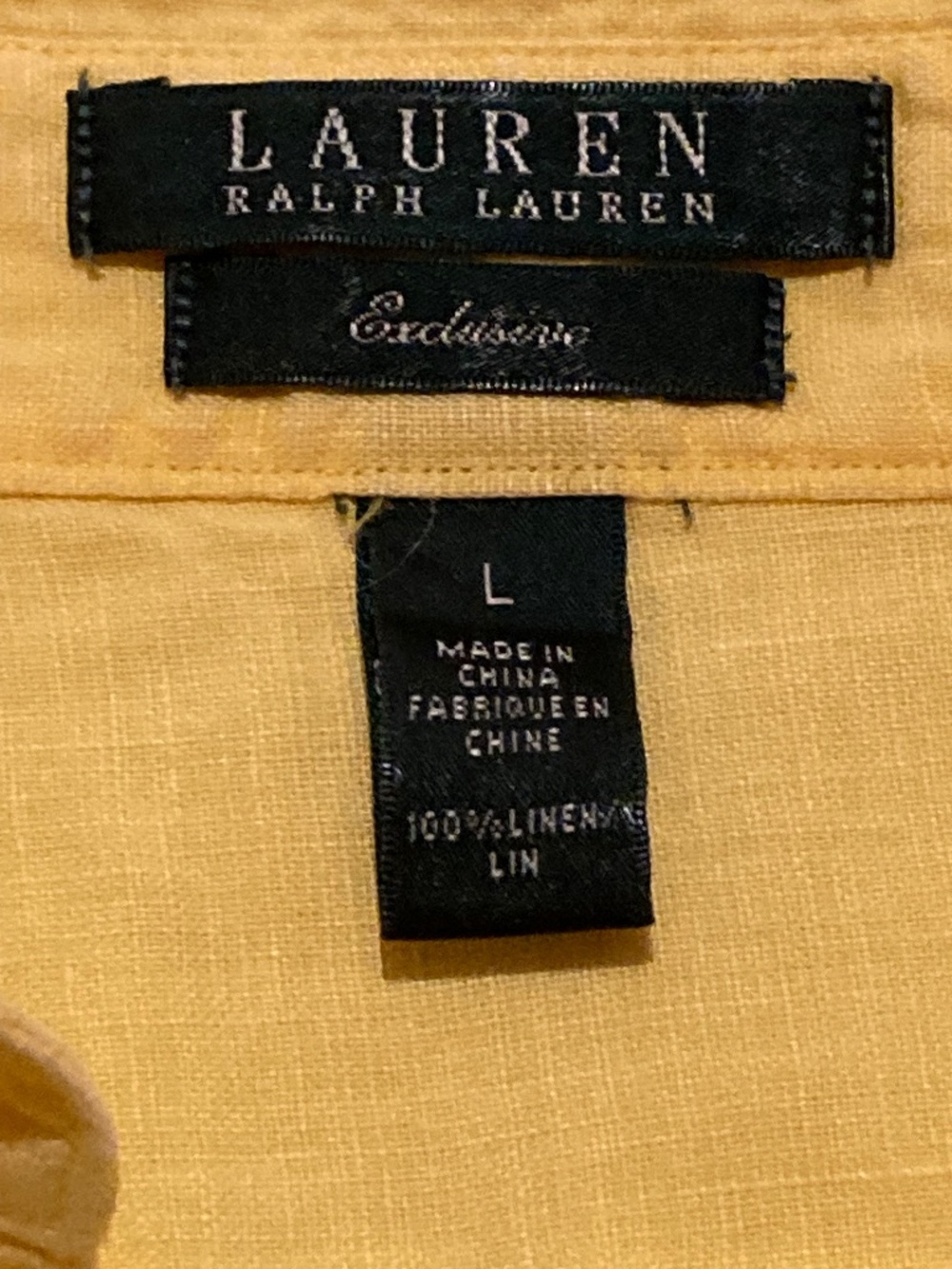 LAUREN RALPH LAUREN “Exclusive” Yellow Linen Blouse with Gold Buttons Sz L - Picture 6 of 11